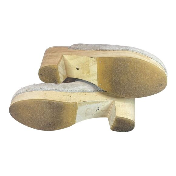 Free People Highland Park Clog Mule Gray Suede Wooden Heel - Picture 11 of 16